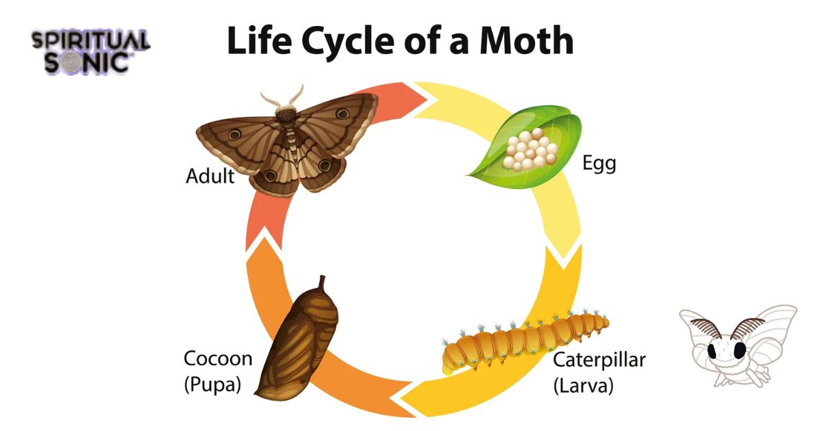 Different stages in the life cycle of a Moth